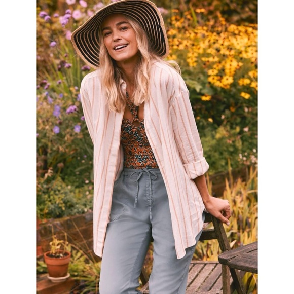 Fat Face Linen Viscose Striped Button Up Tunic Billie Shirt Size 12 - Picture 3 of 13